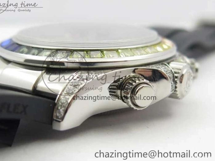 0203 Daytona 116599RBOW SS Rainbow Crystal BLF Best Edition Black Dial on Rubber Strap A Affordable 3237